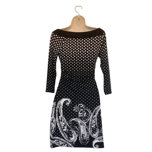White House Black Market Multi Pattern Shift Stretch Dress Size XXS - Picture 4 of 8